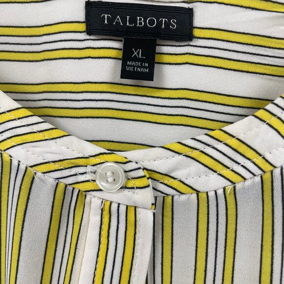 Talbots Long Sleeve Button Front Yellow Striped Top Womens XL - Picture 5 of 7